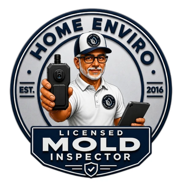 Home Enviro Licensed Mold Inspector badge — over 20 years of experience in South Florida