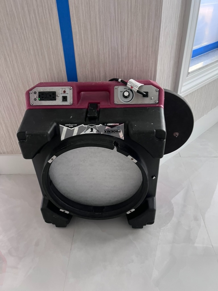 Phoenix HEPA air scrubber used during post remediation verification clearance
